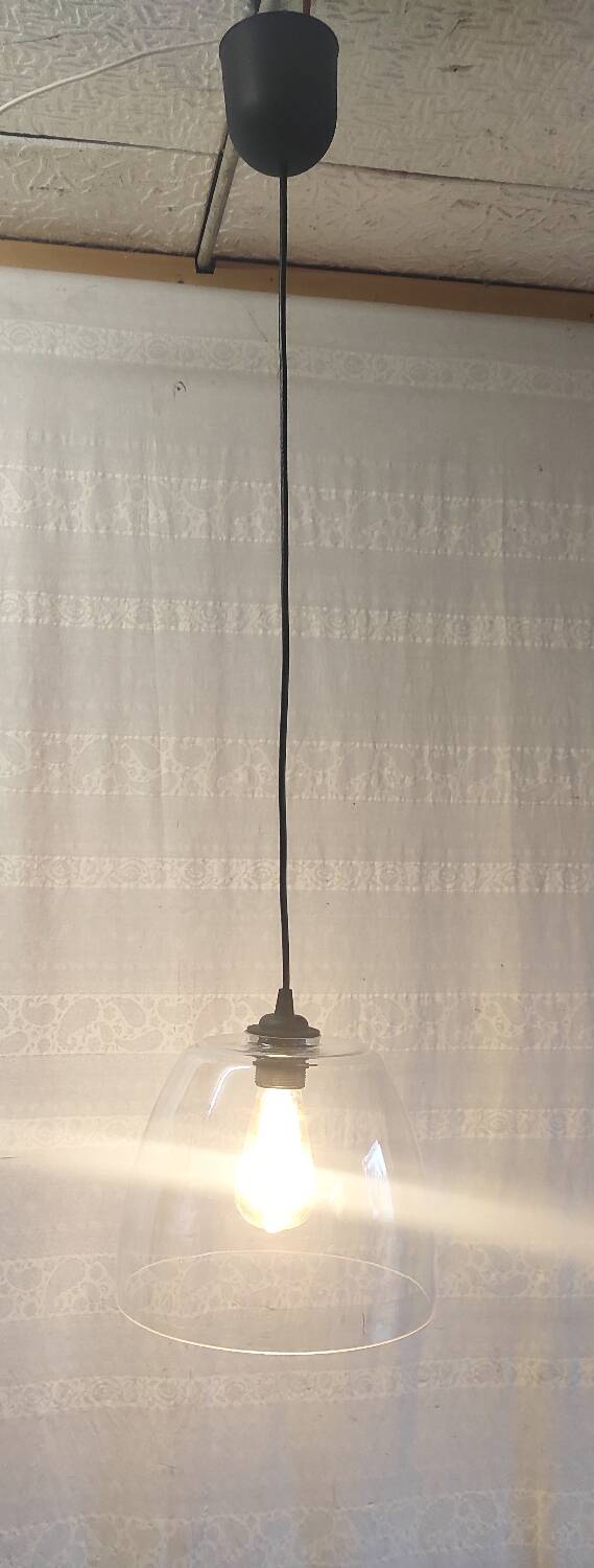 Vintage glass bell pendant light - late 20th century