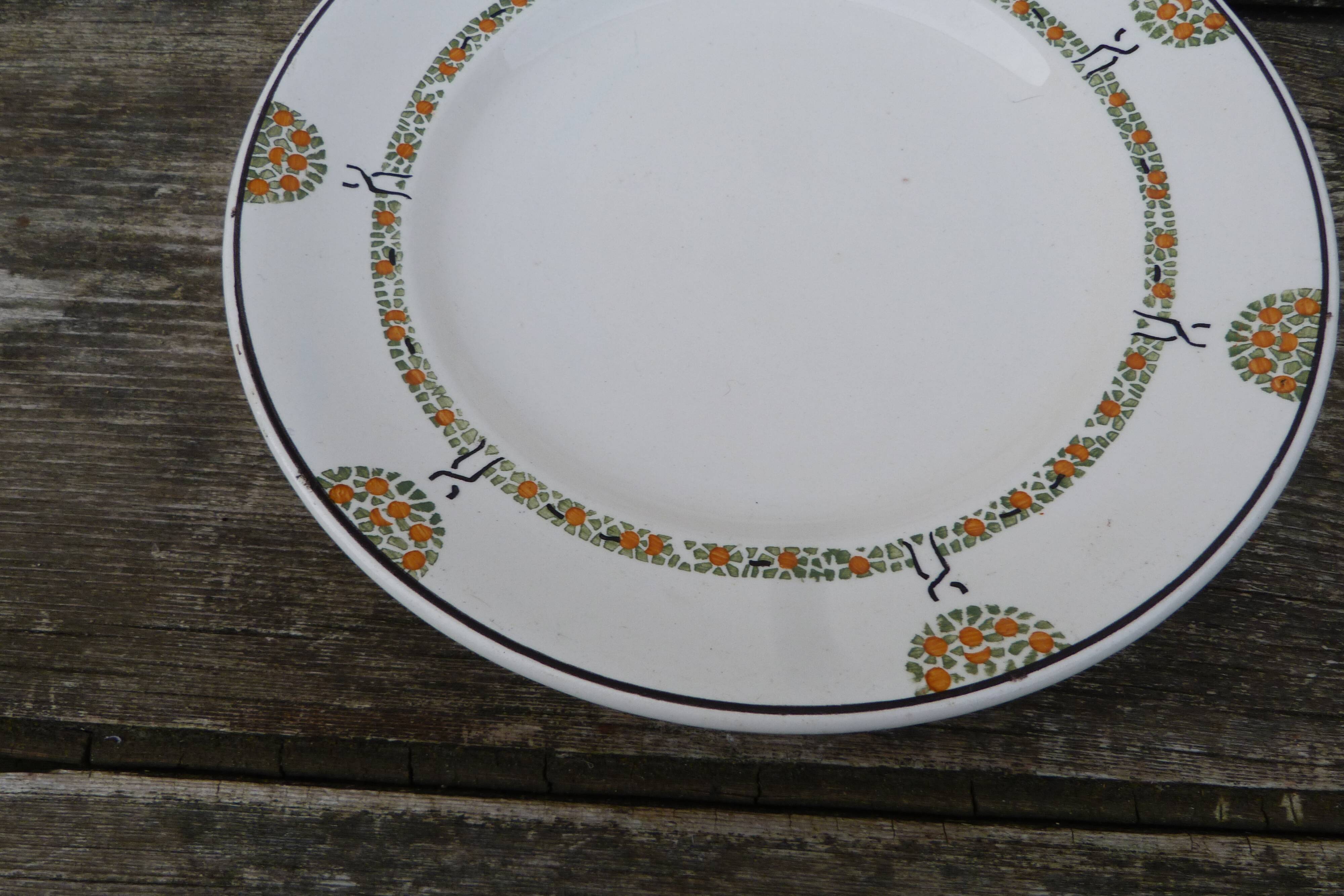 Art Deco Longwy compotier in ceramic tree motifs