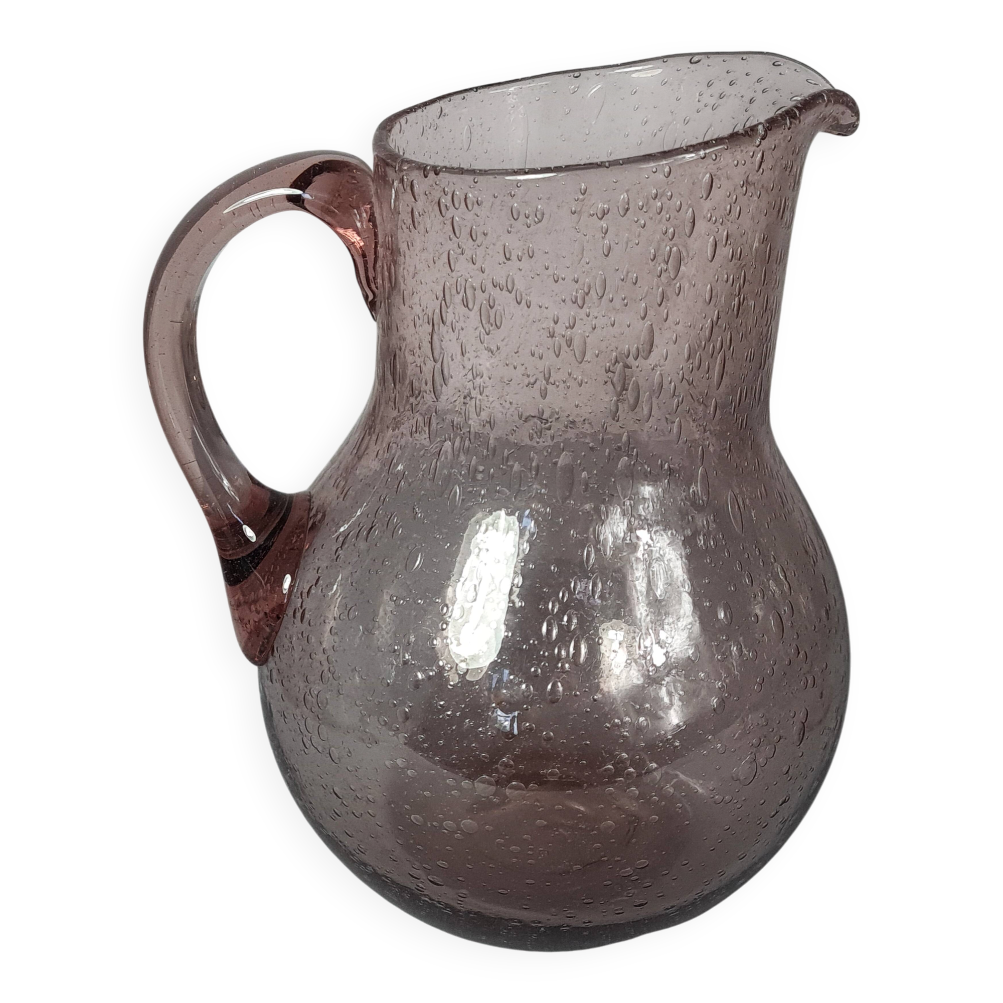 Biot pichet verre soufflé bullé modèle Ventru 22 cm couleur améthyste SD208