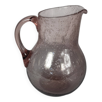 Biot pichet verre soufflé bullé modèle Ventru 22 cm couleur améthyste SD208