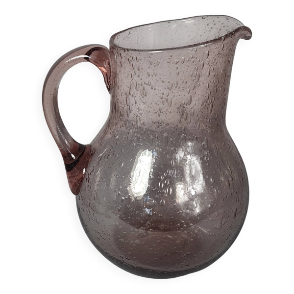 Biot pichet verre soufflé bullé modèle Ventru 22 cm couleur améthyste SD208
