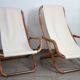 Pair of folding bamboo and brass deck chairs, Italy, 1960s.