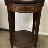 Round pedestal table / side table in wood marquetry