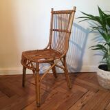 Desk and rattan chair