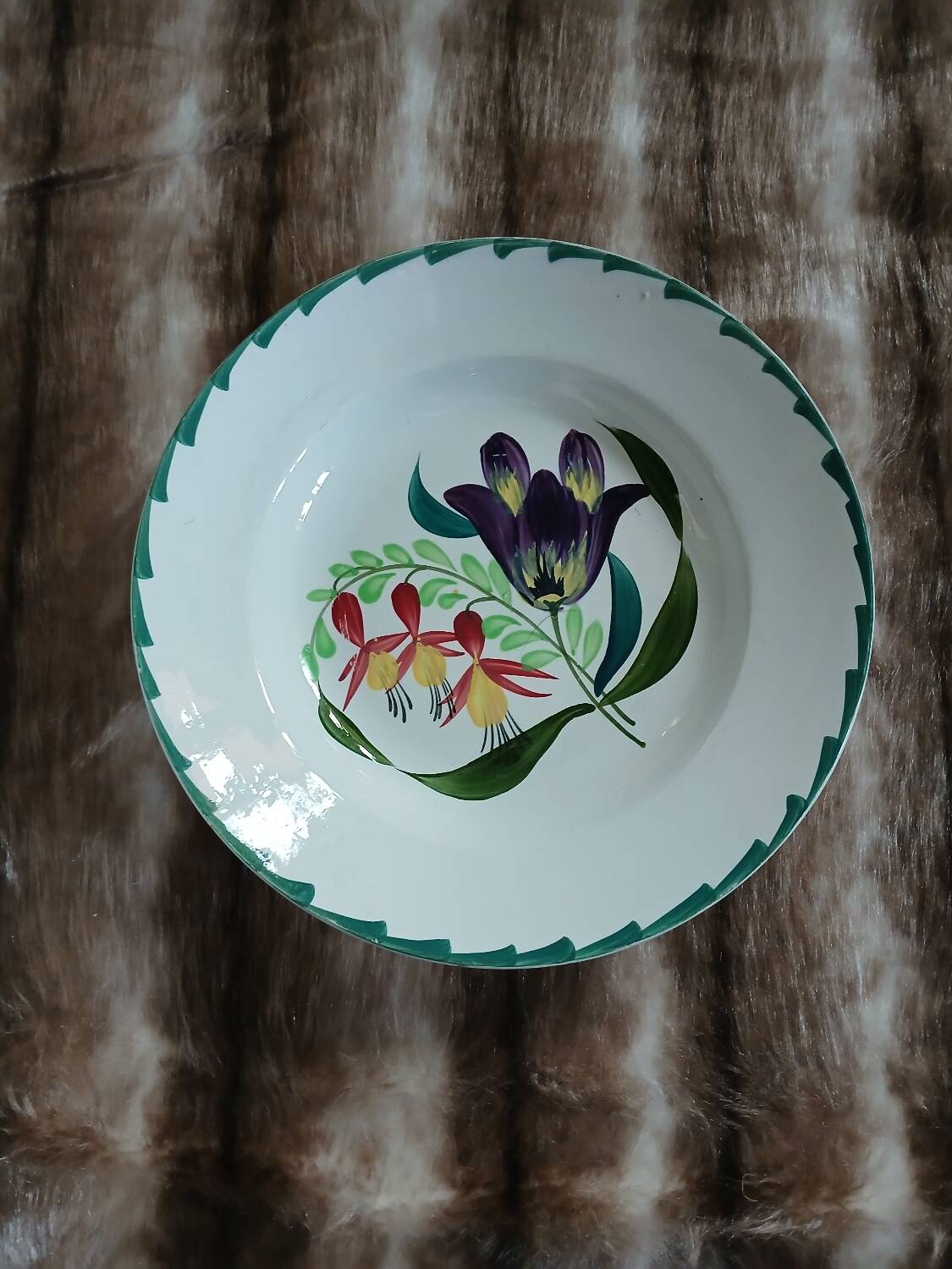 3 antique deep plates from St Amand and Hamage