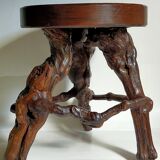 Tripod stool Art-popular vines, solid wood top