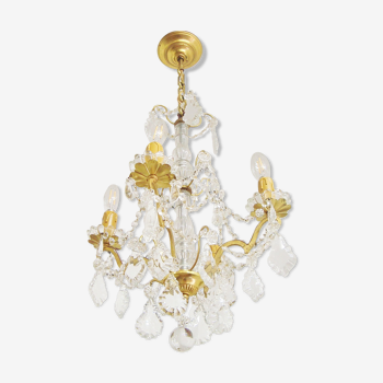 Vintage grapefruit chandelier with glass bead garlands