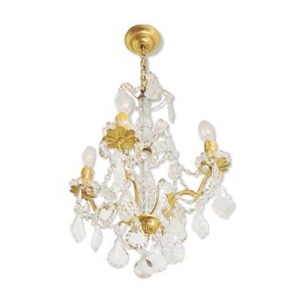 Vintage grapefruit chandelier with glass bead garlands