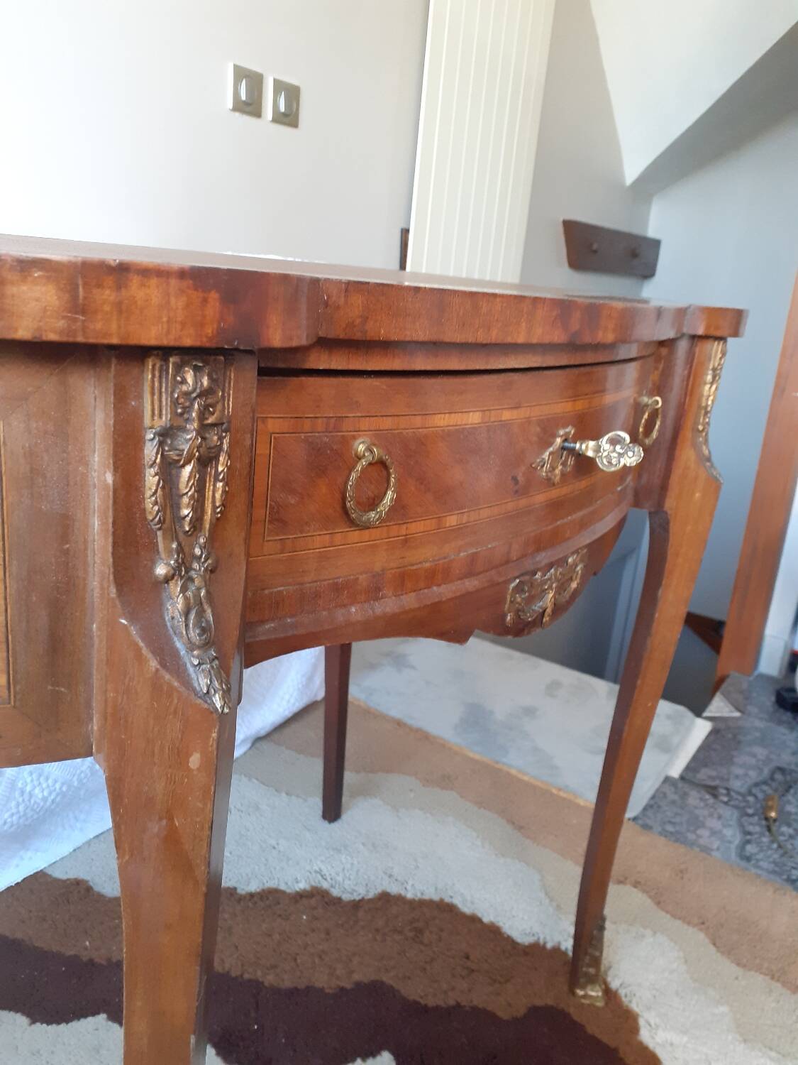 Louis XV style kidney desk with marquetry