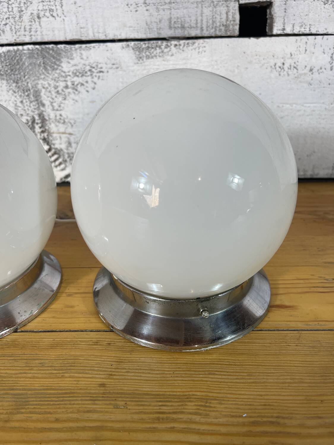 Pair of opaline ceiling lights