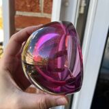 Cendrier demi sphère overlay violet en cristal de Saint Louis modèle1