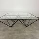 Pyramidal coffee table in steel wire and glass in the style of Piva