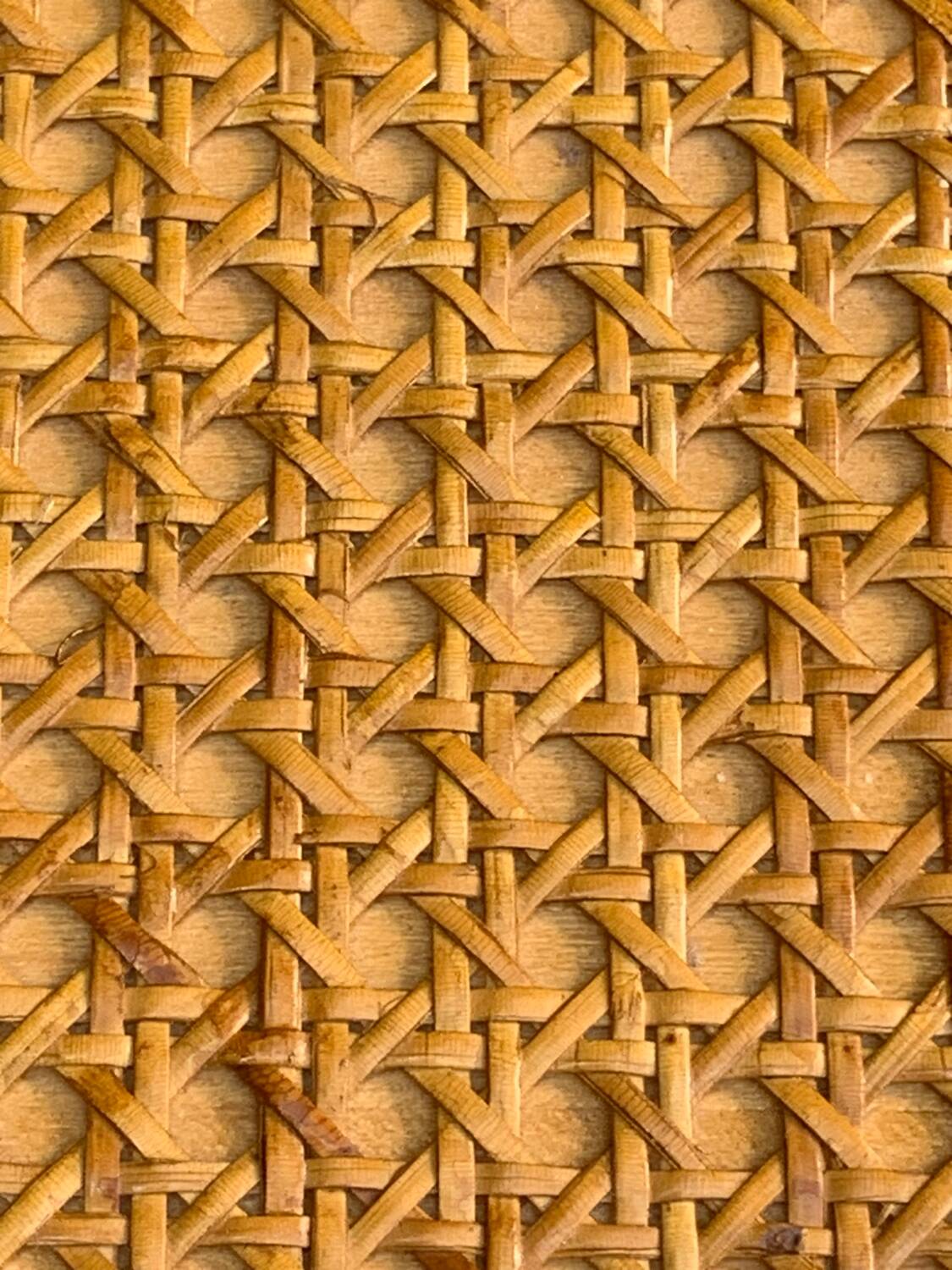 Chest of drawers and bedside table in rattan cane and oak, vintage 1970s