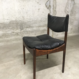 Set of 4 Rio palisander & black leather chairs, Modus model, by Kristian Vedel for Soren Willadsen
