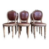 Suite de 6 chaises Louis XVI 1900 cuir