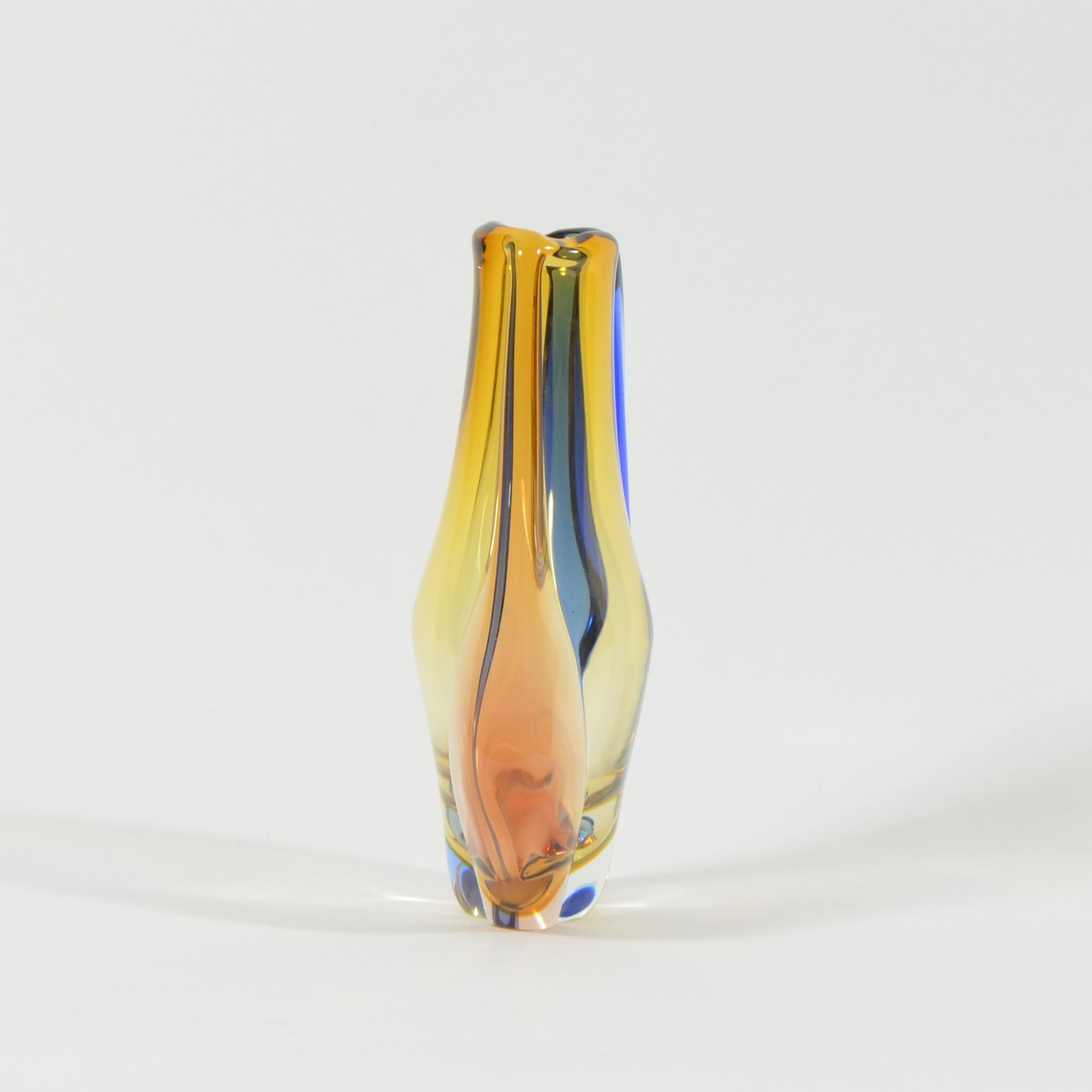 1960s blown glass three-colour vase