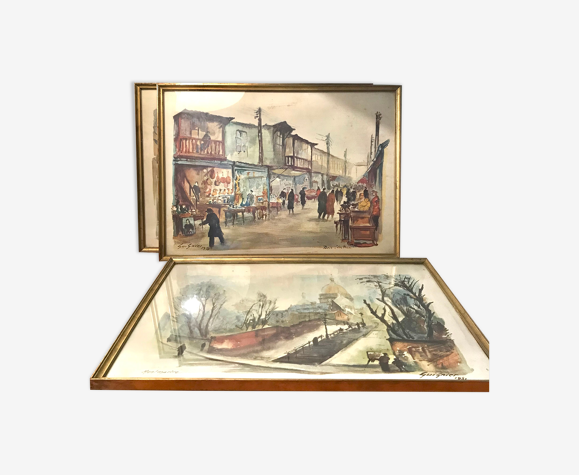 3 encadrements avec reproductions de Fernand Guignier