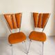 Pair of Tub Ménager vintage 70s petal chairs in brown leatherette and chrome