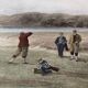 Coloured lithograph, "The Drive" Golf, after Douglas Adams (1853-1920)