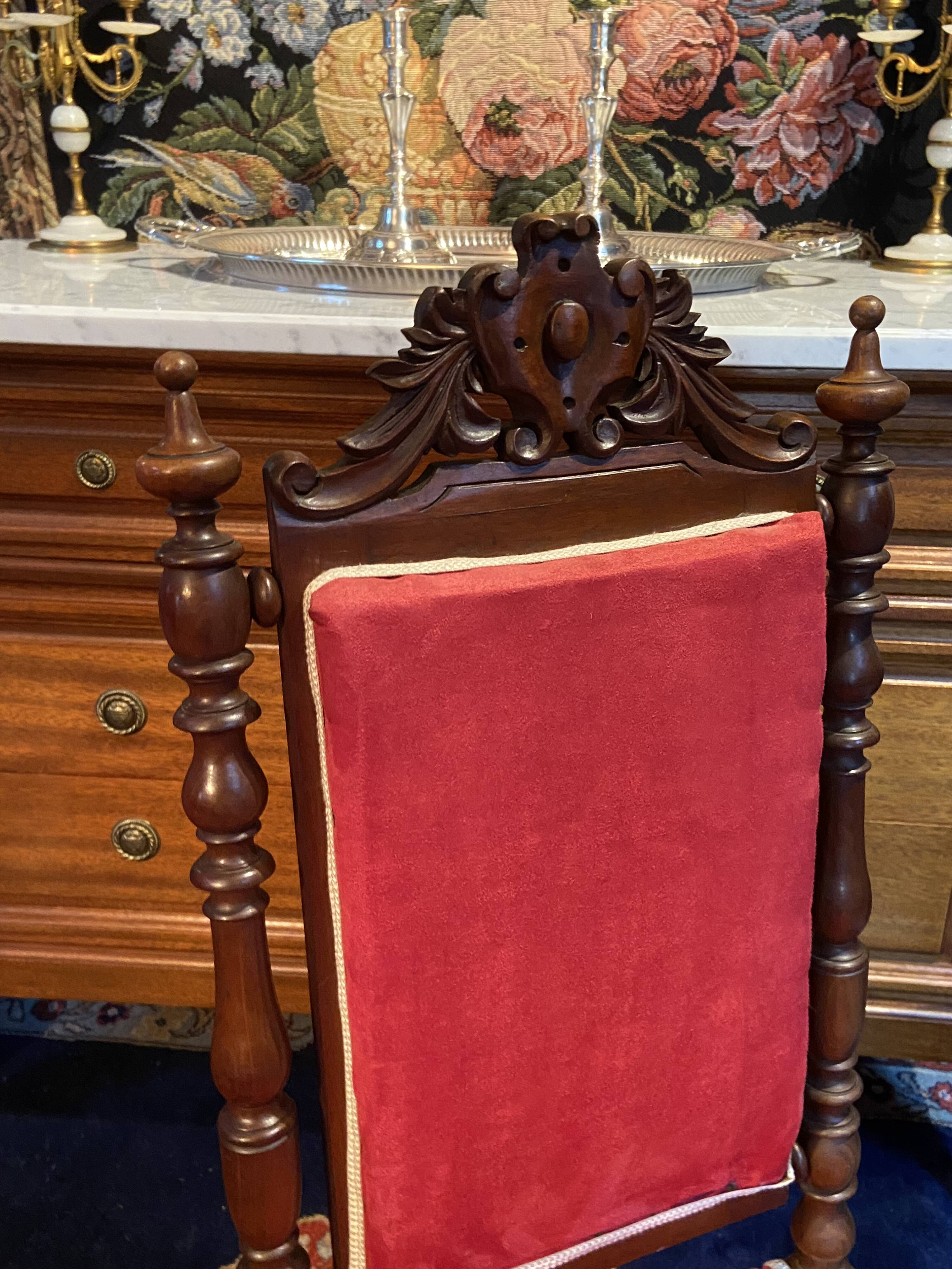 High-backed chaise longue in carved mahogany, 19th century, Napoleon III