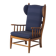 French lounge chair in oak and blue fabric, 1960s