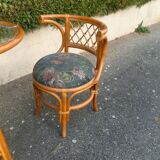 Rattan set table + 2 vintage armchairs 1980