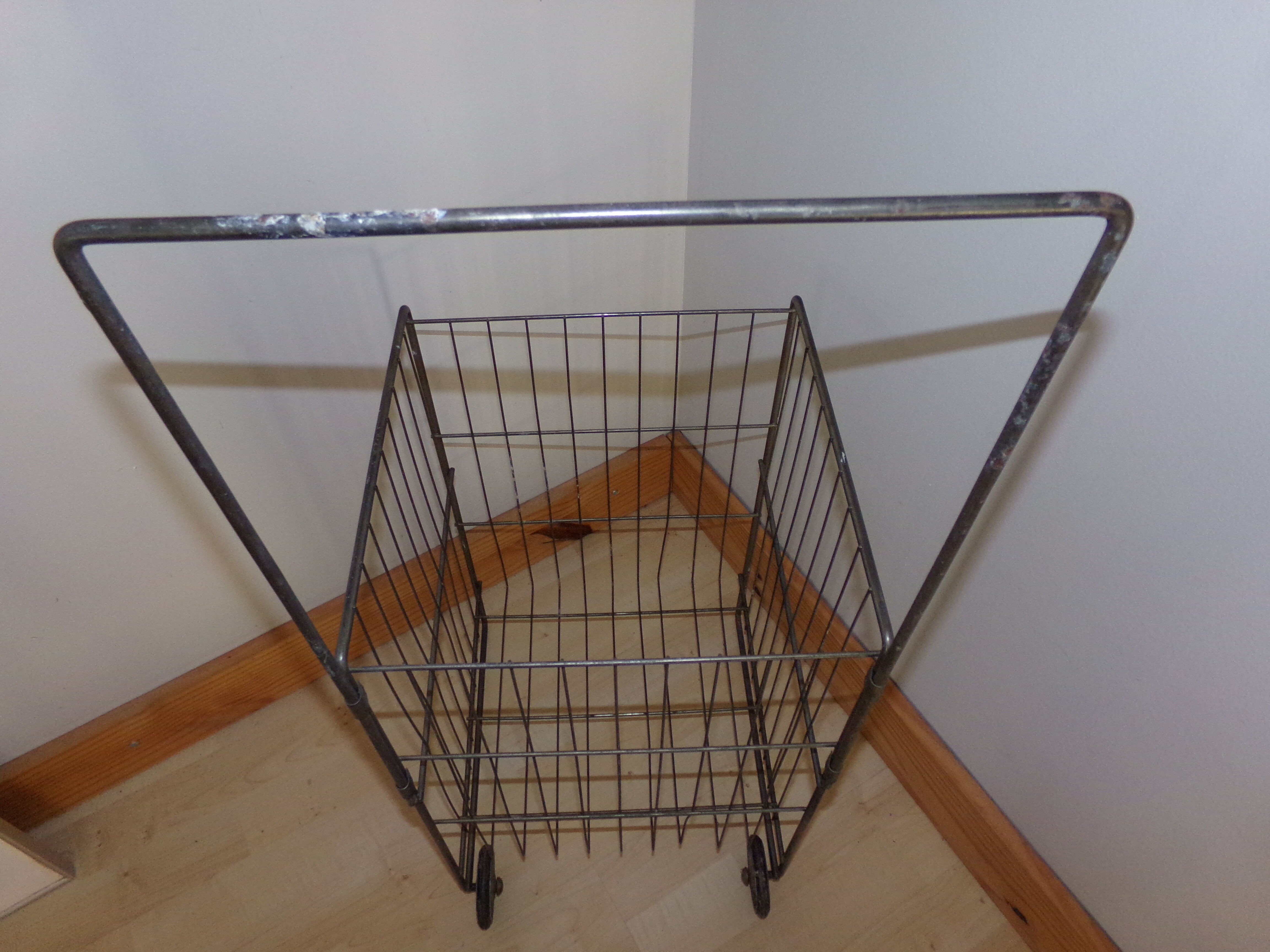 Metal cart on vintage wheels