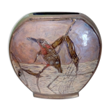 Brass vase with bird décor