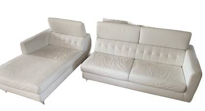 Leather sofa, white leather corner sofa