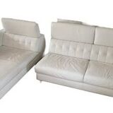 Leather sofa, white leather corner sofa