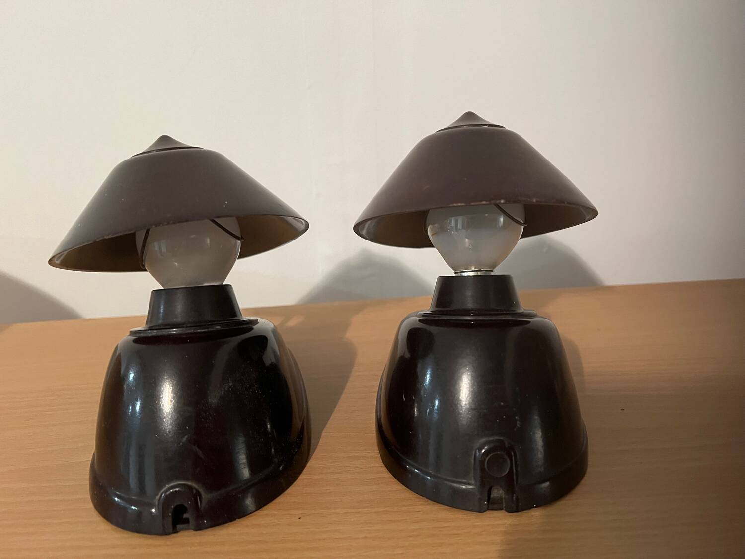 Pair of Bauhaus style Bakelite lamps/wall lights