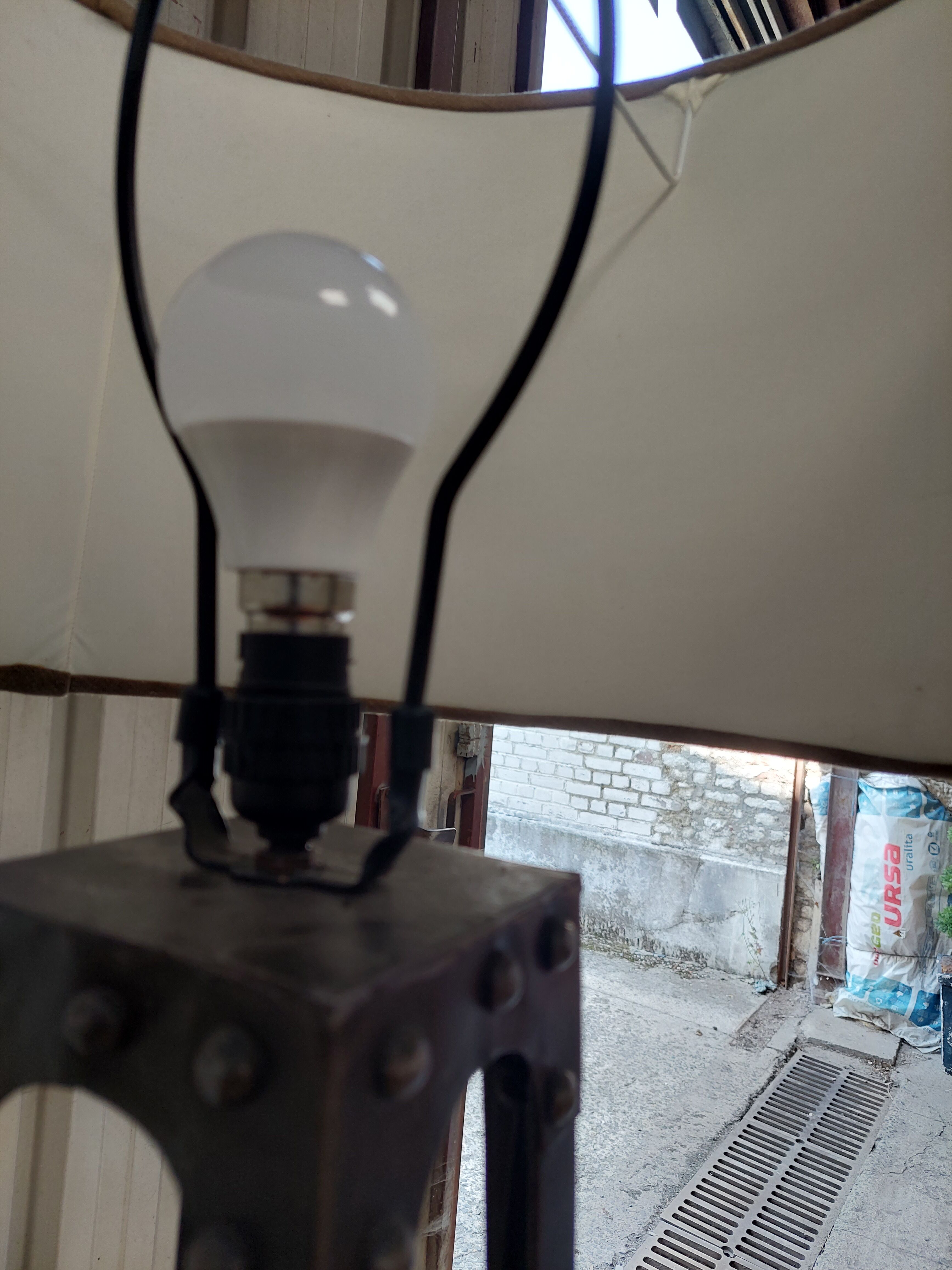 Dark brown industrial floor lamp