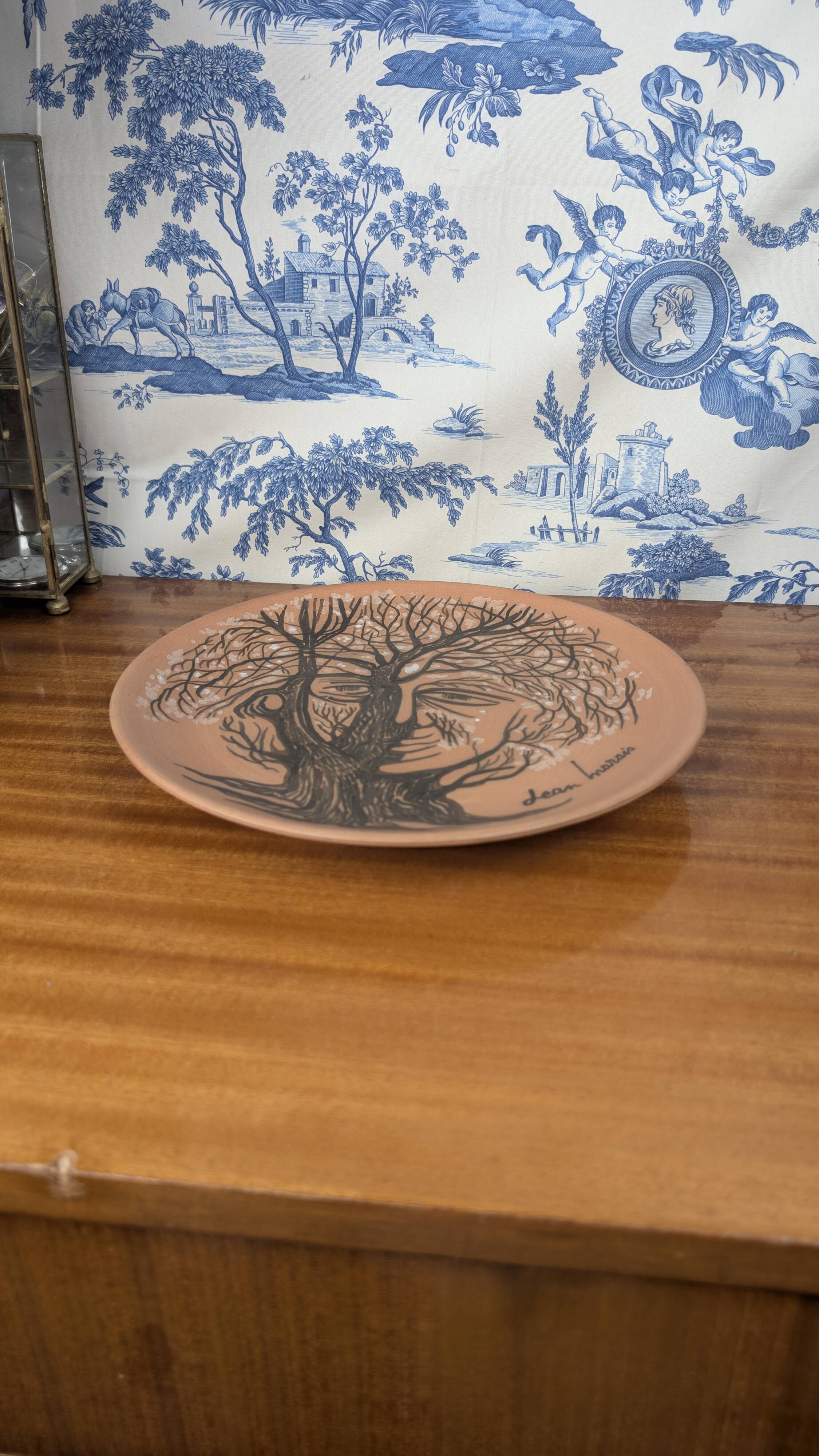 Jean Marais vintage terracotta plate from the 1970s surrealist