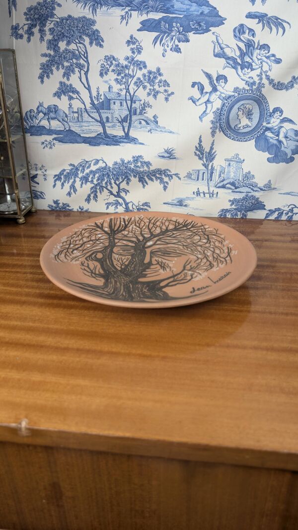 Assiette Jean Marais en terre cuite vintage des années 1970 surréaliste