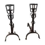 Paire de chenets en fer forgé