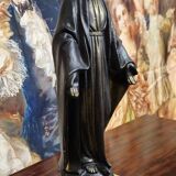 Ancient statue of the Virgin Mary – patinated cast on a marble base