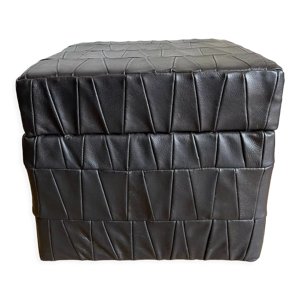 Pouf coffre en cuir noir de Sède