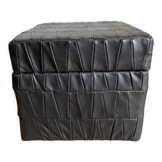 Pouf coffre en cuir noir de Sède