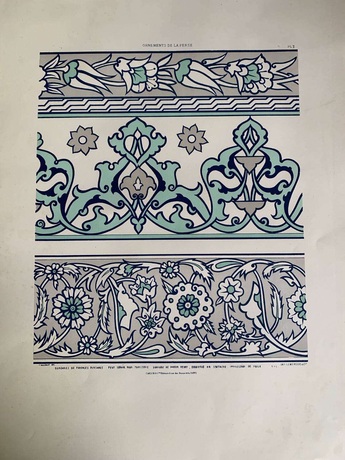 Lithographie ancienne orientale - Ornements de la Perse