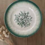 Pair of green floral plates