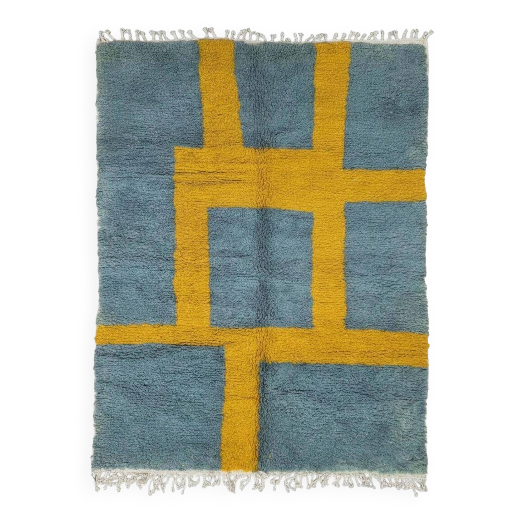 Tapis bleu et jaune Moderne - 247 x 197 cm