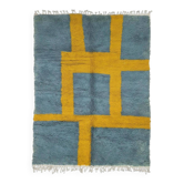 Modern blue and yellow rug - 247 x 197 cm