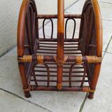 Vintage rattan cane magazine rack