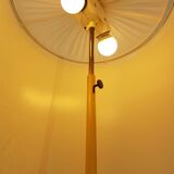 Chic living room lamp golden brass & faux leather 1970 adjustable height 70s 70'