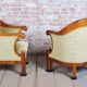 Empire Upholstered and Inlaid Walnut Living Room Set, Austria, 1810s, Set of 3