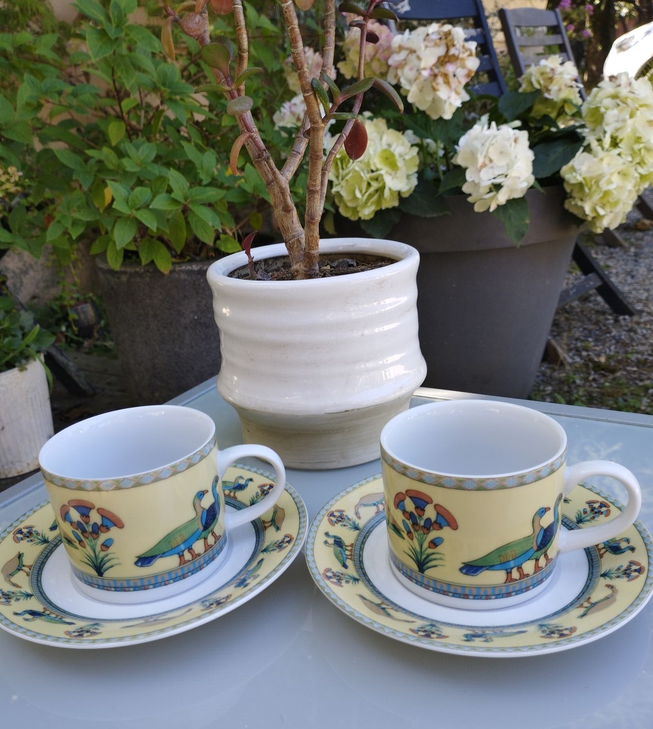 Duo De Tasses Souvenir Paris - Céramique Décor Monuments - Service Pour 2 - Neuf