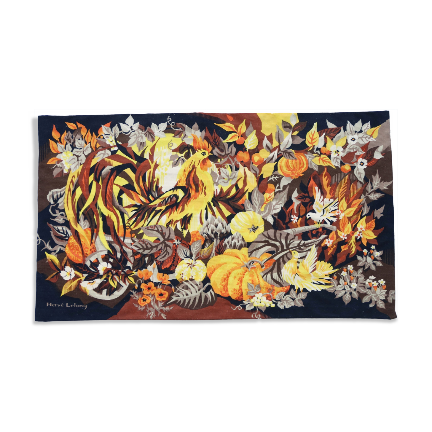 French tapestry Aubusson Robert Four Herve Lelong "Fruits de l'Ete" 1950