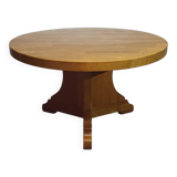 Table à manger brutaliste en chêne blond 1970