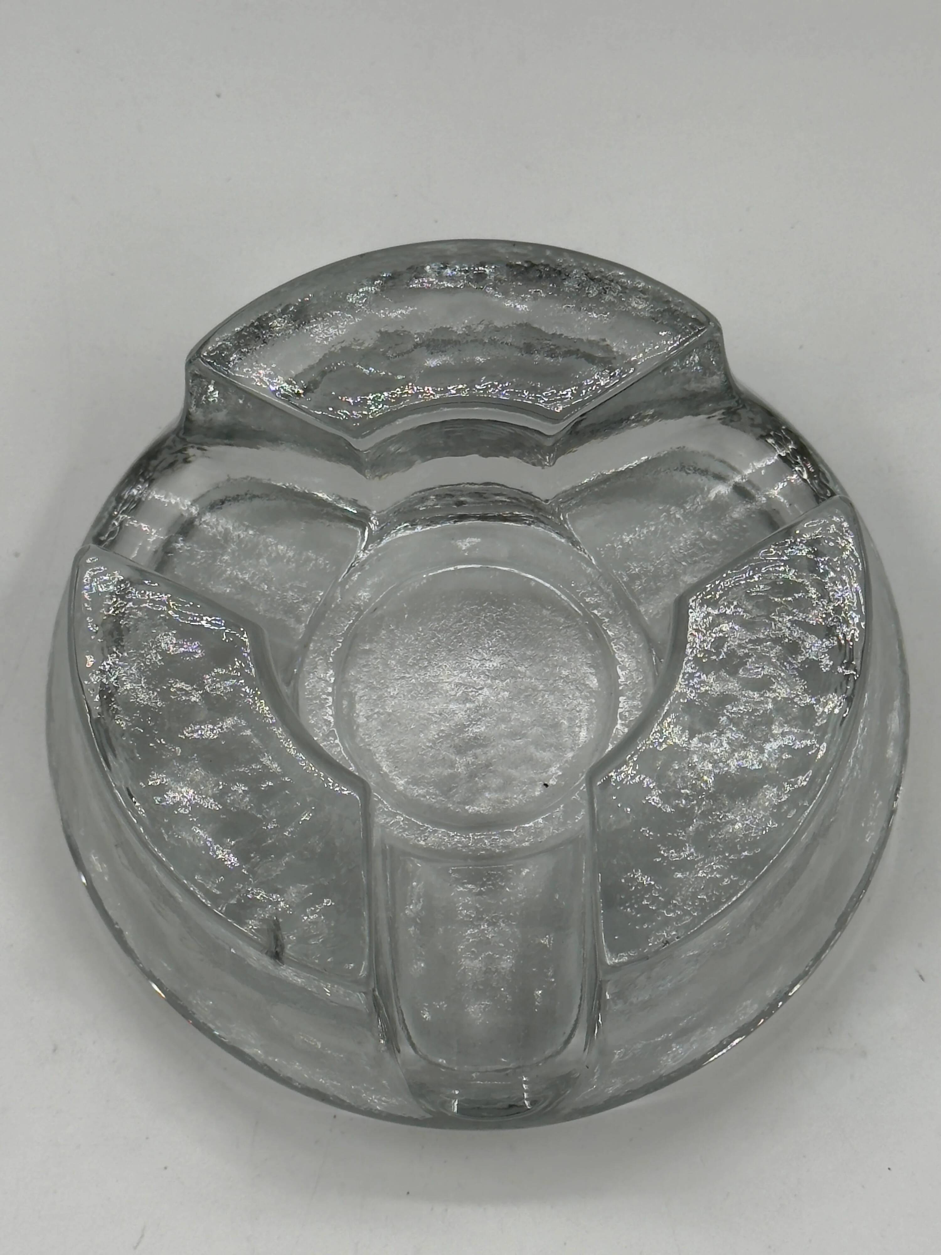Cendrier vintage en verre texturé en forme de moulin