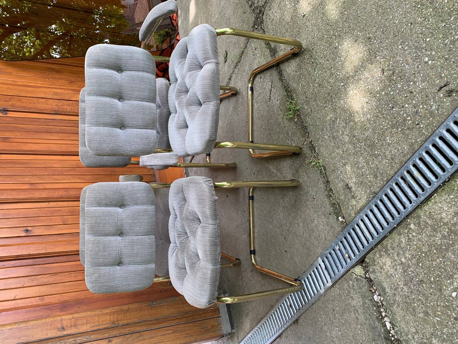 Vintage Italian dining chairs in brass, 1970s, set of 4